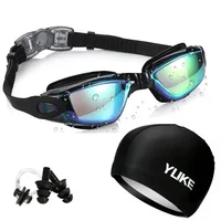 Professional Swimming Goggles Anti-fog UV Swim Caps hat Silicone Swim Glasses Case Nose Earplug for Kids Men Women Swim Eyewear 2