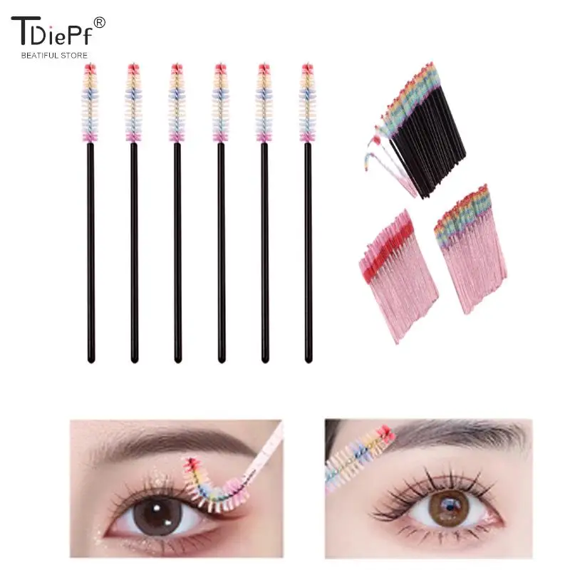 

50Pcs/lot 21Styles Eyelash Brush Disposable Eyebrow Brushes Rainbow Mascara Wand Applicator Lash Extension Cosmetic Makeup Tools