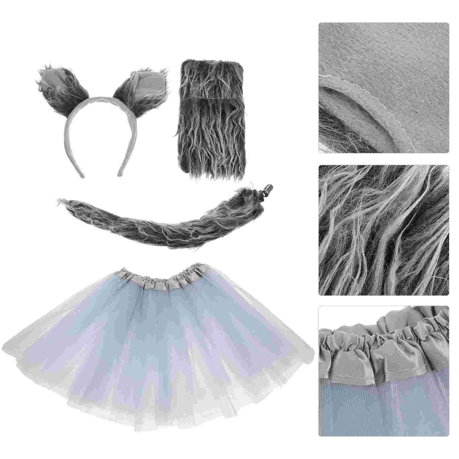 Ears Set With Tail Headband Party Costume Prop Animal Accessories Stage Performance Costumes Wolf Hairband Cosplay