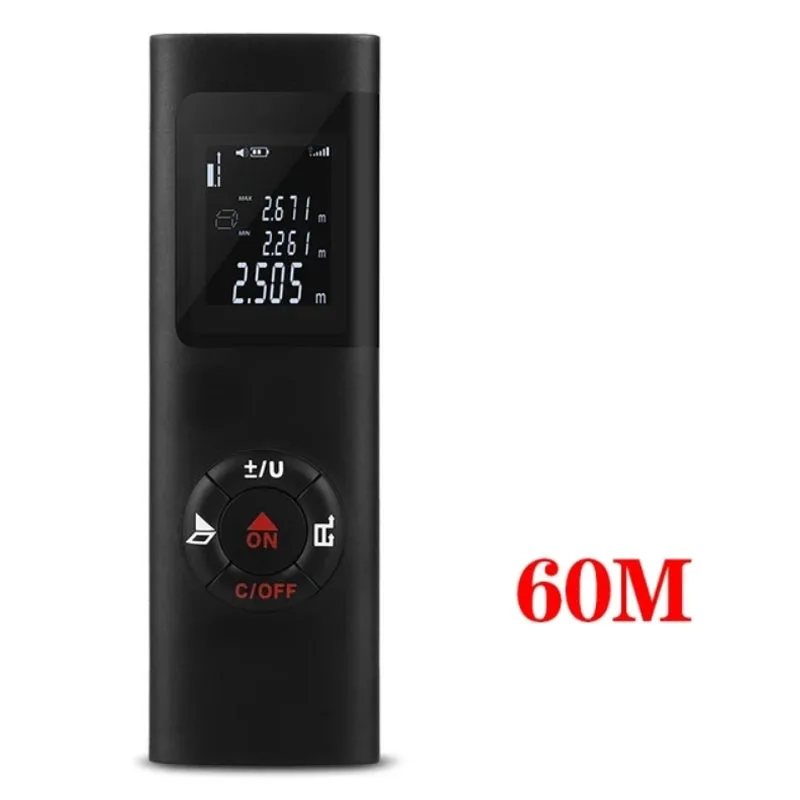 Telemetro Laser 60m Portatile – Misuratore Di Distanza Con Batteria Ricaricabile, Autocalibrante, Modalità Area/Volume/Pitagora, IP54