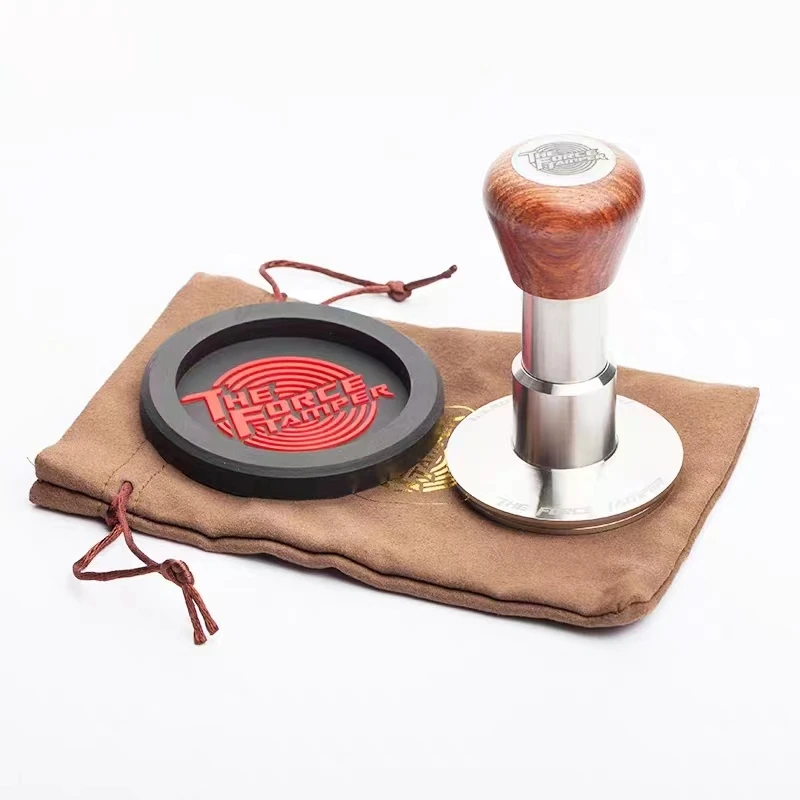 The force tamper with metal/wooden handle flat base 58.5mm Hand Press Coffee powder hammer Tools