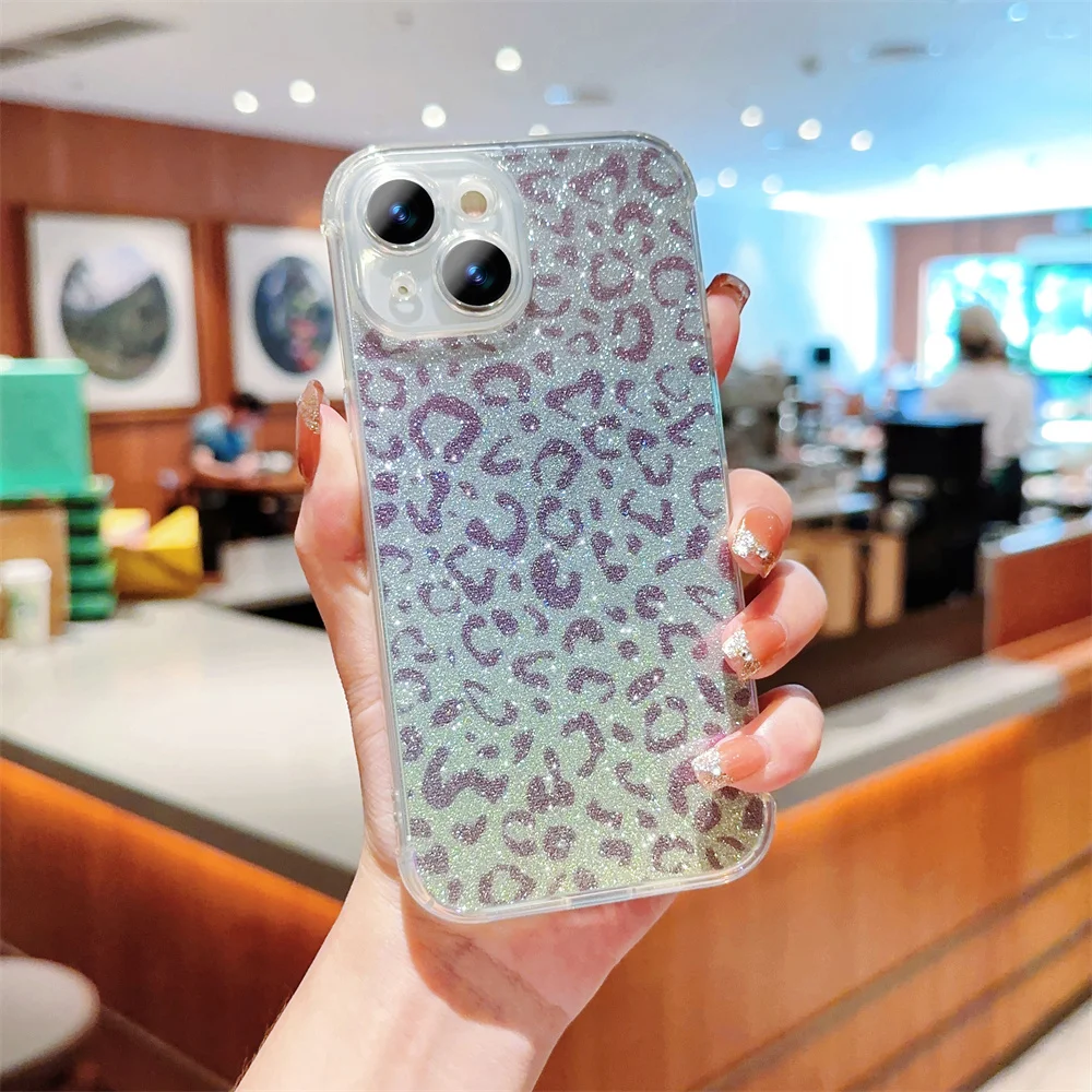 „Lase Leopad“ apsauginis telefono dėklas, skirtas „iPhone 15“, 14, 13, 12, 11, „Po Max Mini XR XS X 7 8 Plus“ ir atsparus smūgiams, minkštas TPU dėklas._voghion.com