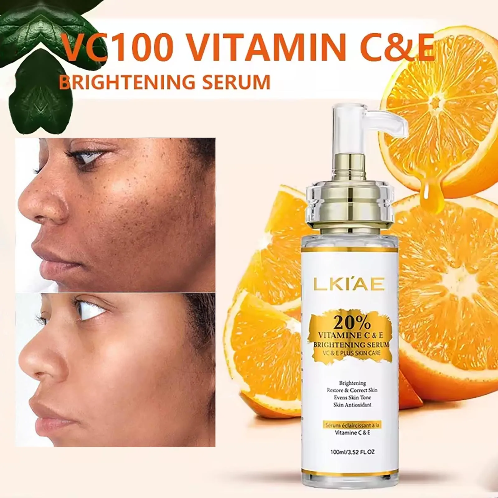 AILKE Vitamin C Skin Care Range, Lightening, Brightening Body Lotion, Even Skin Tone Cream, Regenerae Face & Body Serum 5