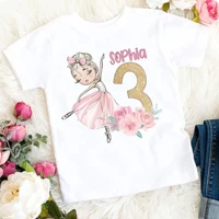 Personalized Ballerina Birthday 1-9 Years Shirt Girls Custom Name Ballet T-Shirt Ballet Dancer Short Sleeve Tee Girl Summer Tops 1