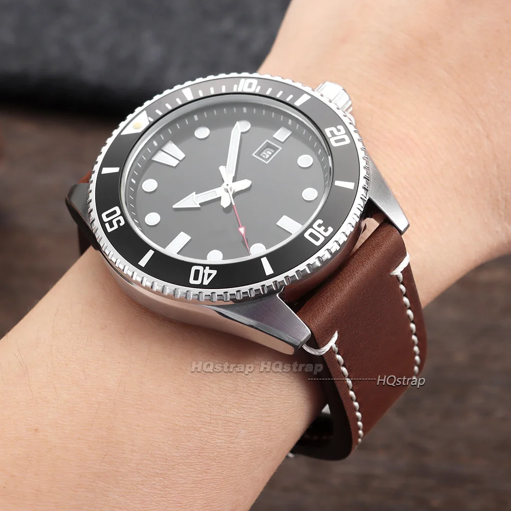 Vintage Leather Watch Strap with Butterfly Buckle - Premium Business Wristband Accessory