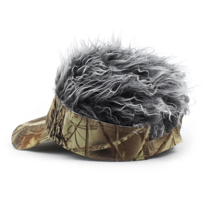 Baseball Hat Mens Baseball Cap With Spiked Hairs Wig Hat Short Hairs Sunhat Summer Autumn Outdoor Jungle hunting Sunshade Visor Fancy Hat