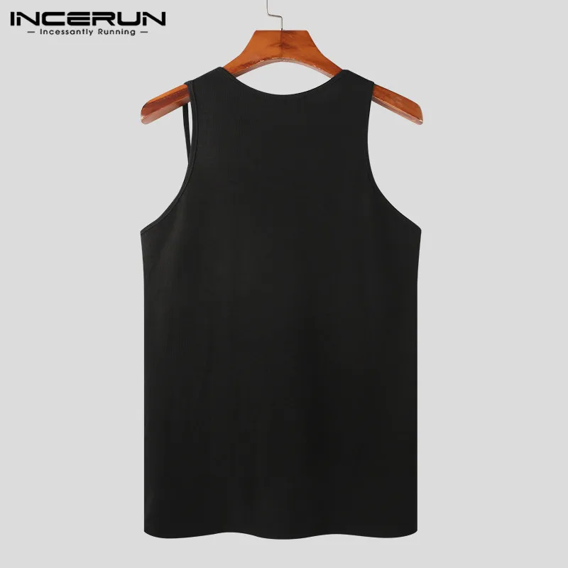 INCERUN 2023 Men Tank Tops Sleeveless Hollow Out Sexy Stylish Solid Vests Skinny Thin Tops Streetwear Summer Men Clothing 5XL 7