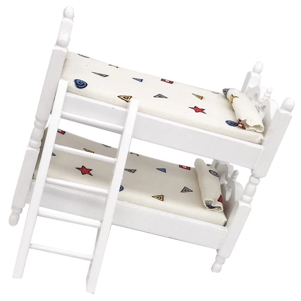 

Bunk Bed Ornament Miniature Furniture House Decoration Prop Cloth Toy Model Beds