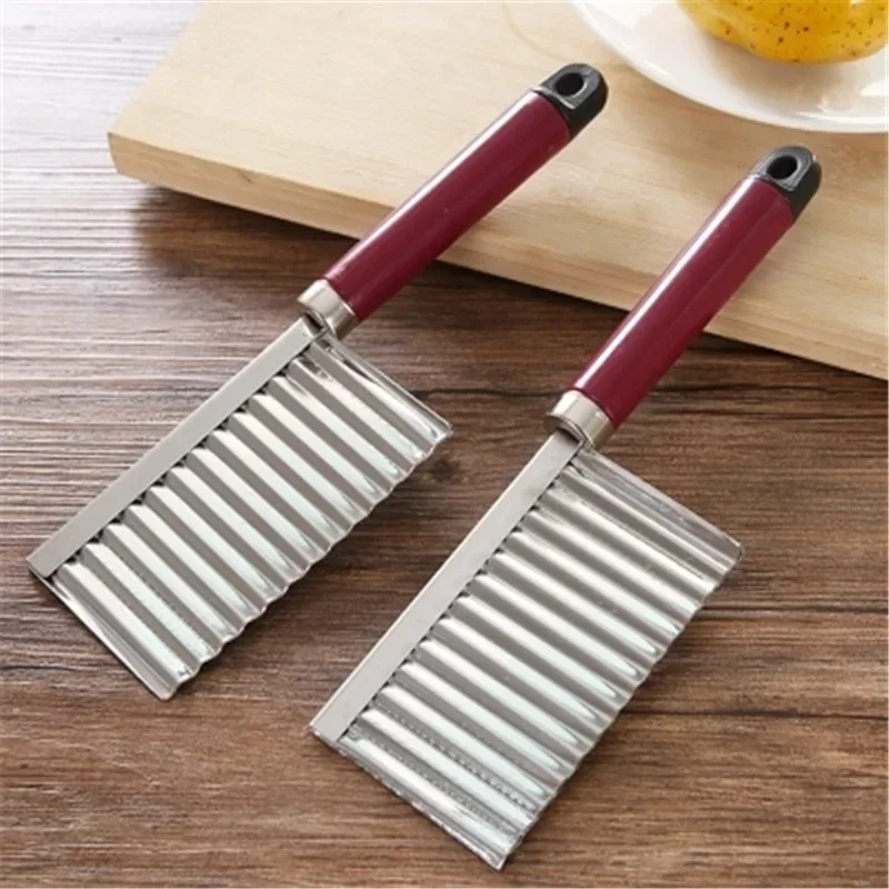 Potato French Fry Cutter Kitchen Accessories Stainless Steel Wave Knife Serrated Blade Chopper Carrot Slicer Vegetable Tools