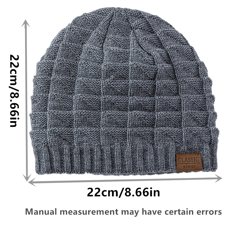 Hot Sale Unisex Labal Winter Hats Solid Color Knitted Hats For Men Women Beanie Cap Outdoor Plush Fur Lining Warm Sports Hats
