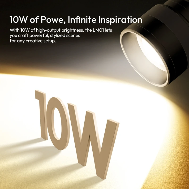 Ulanzi LM01 Photography Flashligh 10W RGB 20 Unique Gobos for Portrait Livestream Video Recording Product Photography Vlog Shots