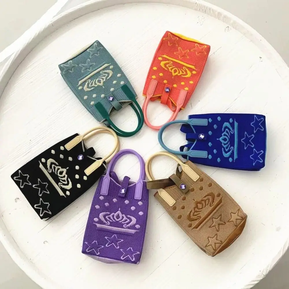 

Mini Knit Handbag Handmade High-capacity Knit Knot Wrist Bag Cartoon Phone Bag Women