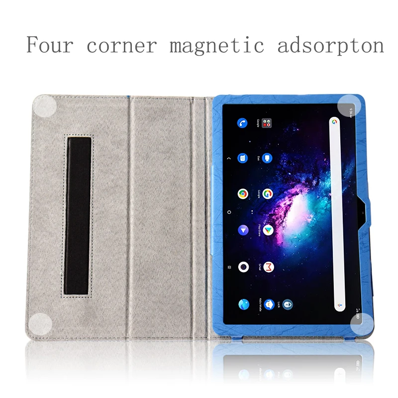 Floral Print PU Leather Tablet Cover with Hand Holder Grip