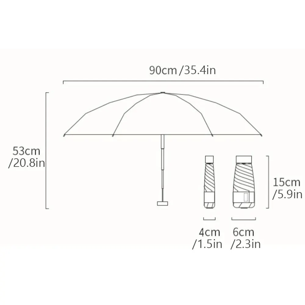 Folding Travel Umbrella 6 Ribs Lightweight Compact Pocket Umbrella Windproof Rainproof with Capsule Storage for Daily Life