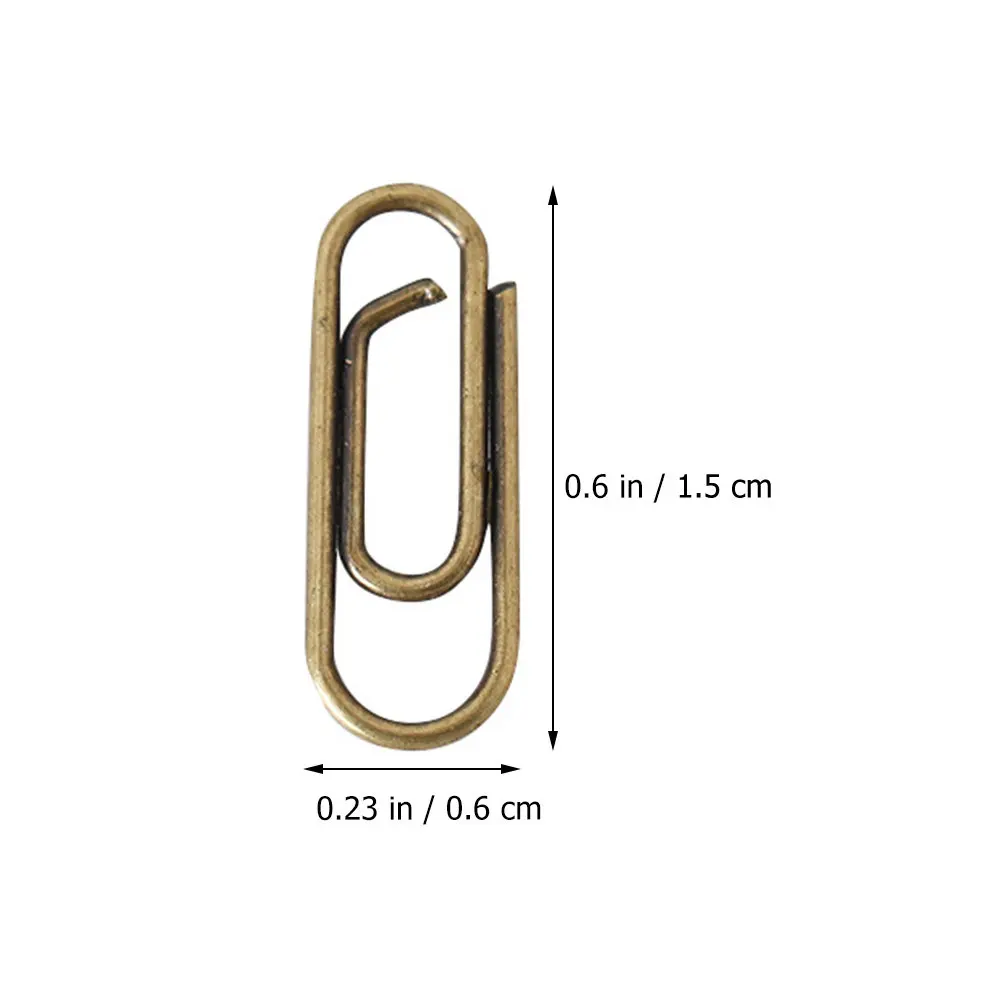 100Pcs 금속 미니 종이 클립 견고한 구조 신뢰할 수있는 클램핑 사무실 학교 문서 파일 클립 레트로 장식 종이 클립