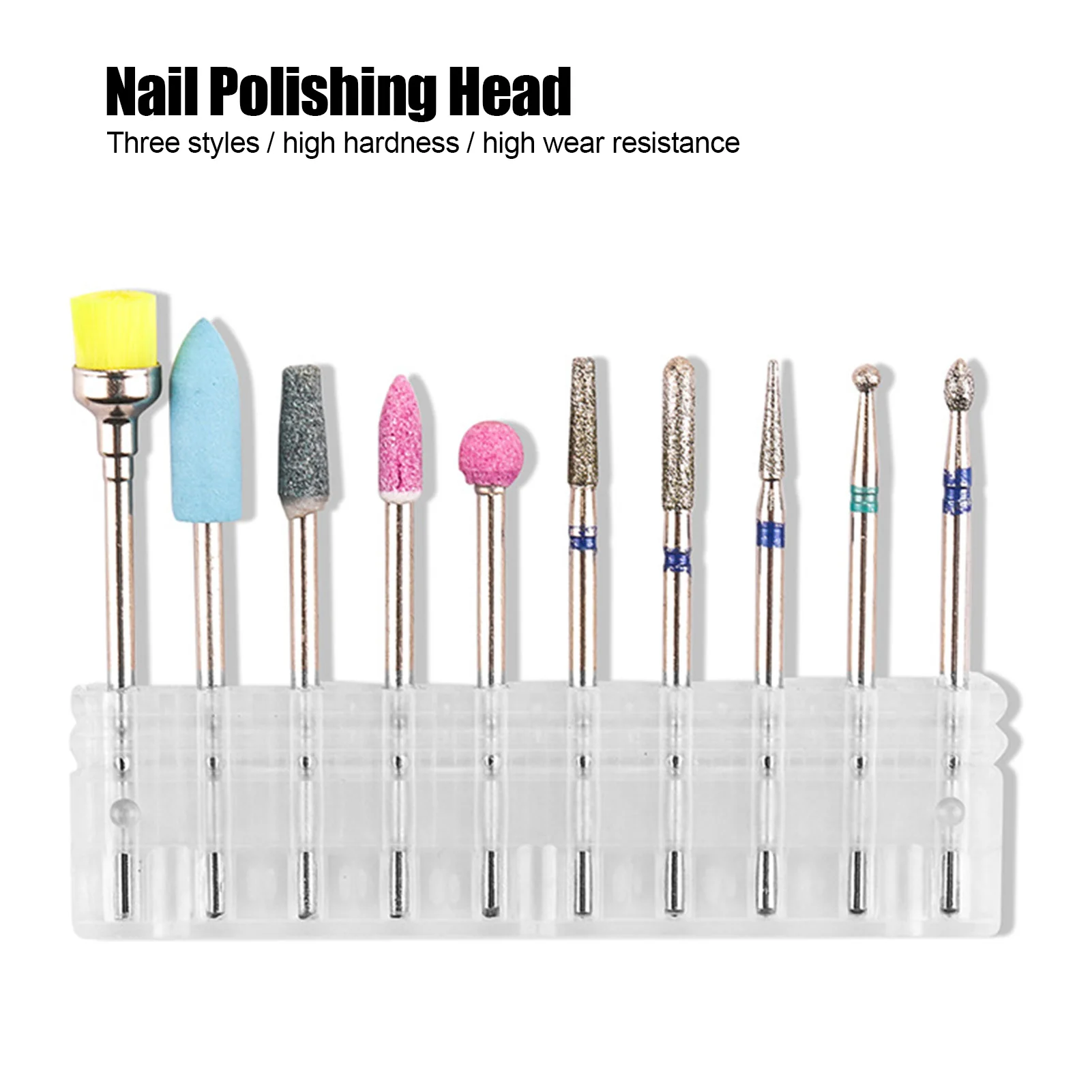 

10 Pcs Nail Polishing Head Set Emery Quartz Armor Remover Exfoliating Polishing Head Box Set