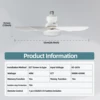 LED 52cm ceiling fan light E27 with remote control dimming, suitable for living room, bedroom, kitchen and home use, 85-265V 6
