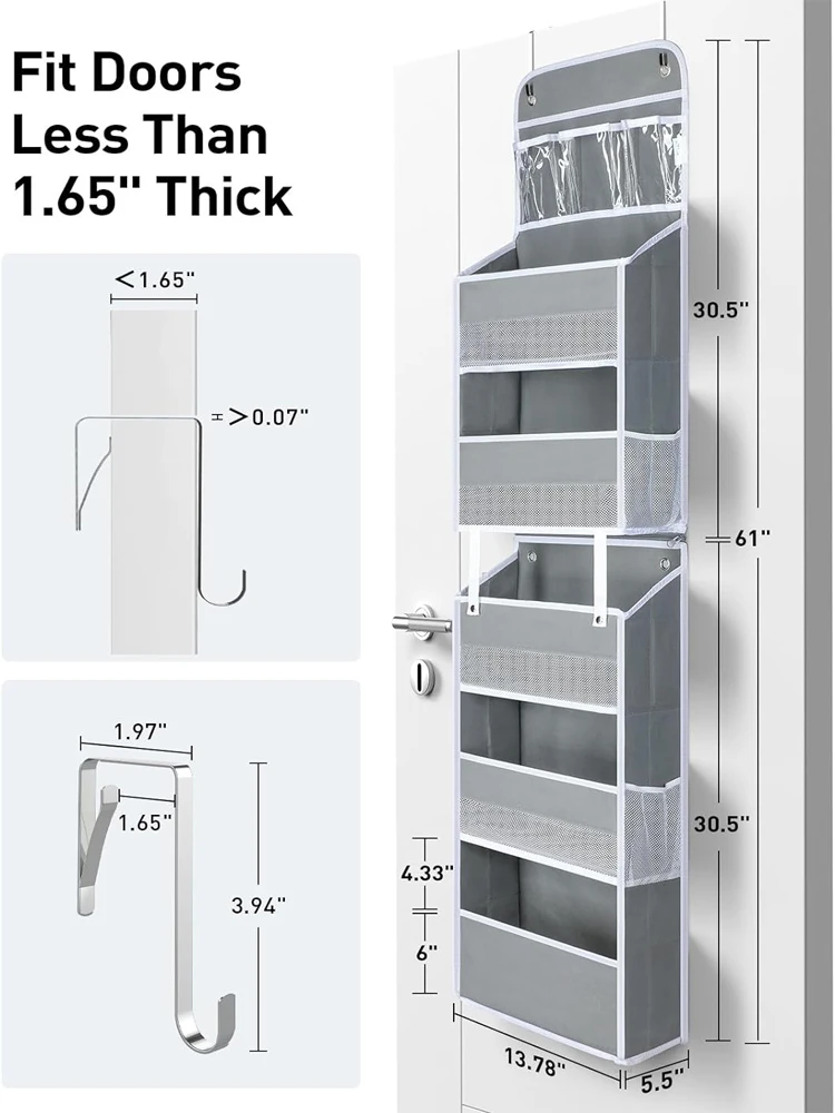 6-Shelf Detachable Over The Door Organizer Heavy-Duty 44lb Capacity Bathroom Closet Organizers and Storage Versatile Toy Storage