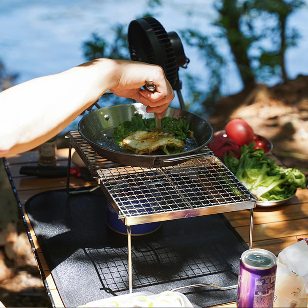 Stainless Steel Camping Pot Holder Portable Camping Stove Stand Folding Firewood BracketStorage Bag for Cooking Picnic