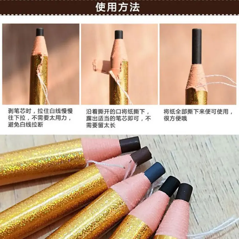12Pcs/set Eyebrow Pencil Cosmetics for Makeup Tint Waterproof Microblading Pen Long Lasting Waterproof Blonde Brown Eye Brow 3