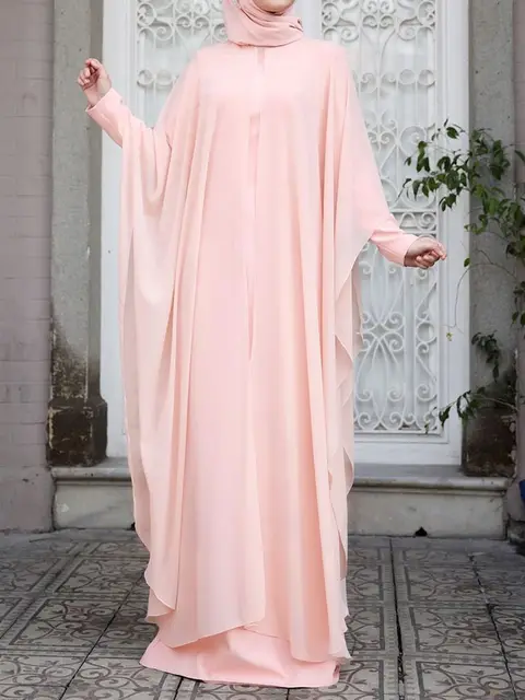 Women Chiffon Abaya Eid Mubarek Muslim Dresses Robe Long Sleeve Hijab 3 Women Chiffon Abaya Eid Mubarek Muslim Dresses Robe Long Sleeve Hijab 3