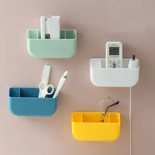 

1pcs Wall-mounted Storage Box Multi-functional Three-compartment Storage Box Pure Color All-match Punch-free Mobile Phone Rack