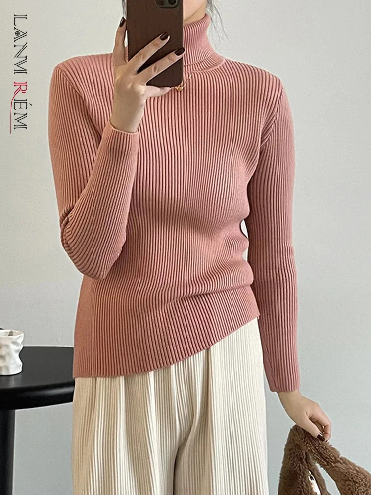 

[LANMREM] Turtleneck Knitting Pullover Sweater For Women Solid Long Sleeve Slim Warm Bottoming Tops 2023 Winter New 26D7675