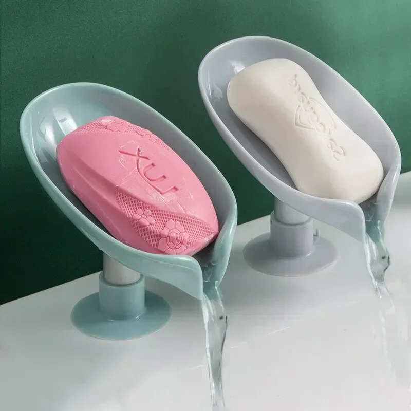 

1pcs Drain Soap Holder Leaf Shape Soap Box Suction Cup Tray Drying Rack for Shower Sponge Container Kitchen Bathroom Accessories