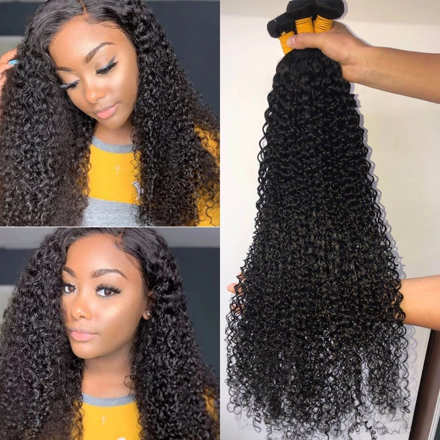 Afro Kinky Curly Hair Bundles Brazilian Hair Weave Bundles 100% Human Remy Raw Virgin Extensions
