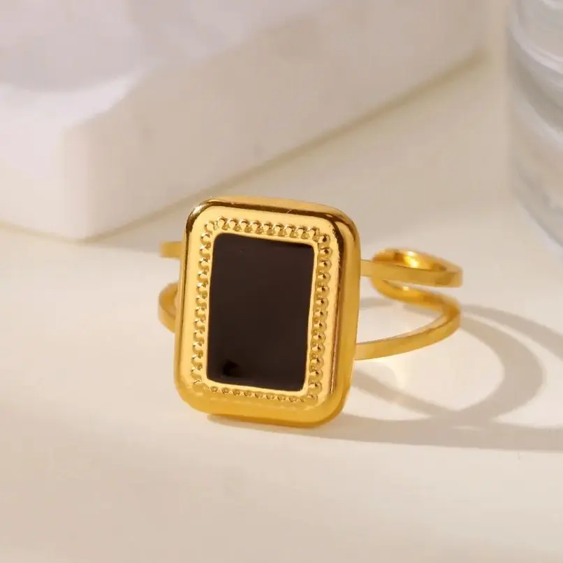 Black Square Rings for Women