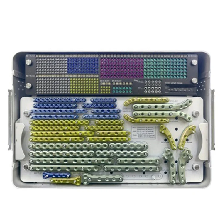 

Высококачественный ветеринарный комплект для травм 2,4 2,7 и 3,5, набор инструментов для имплантации с фиксирующим винтом и пластиной