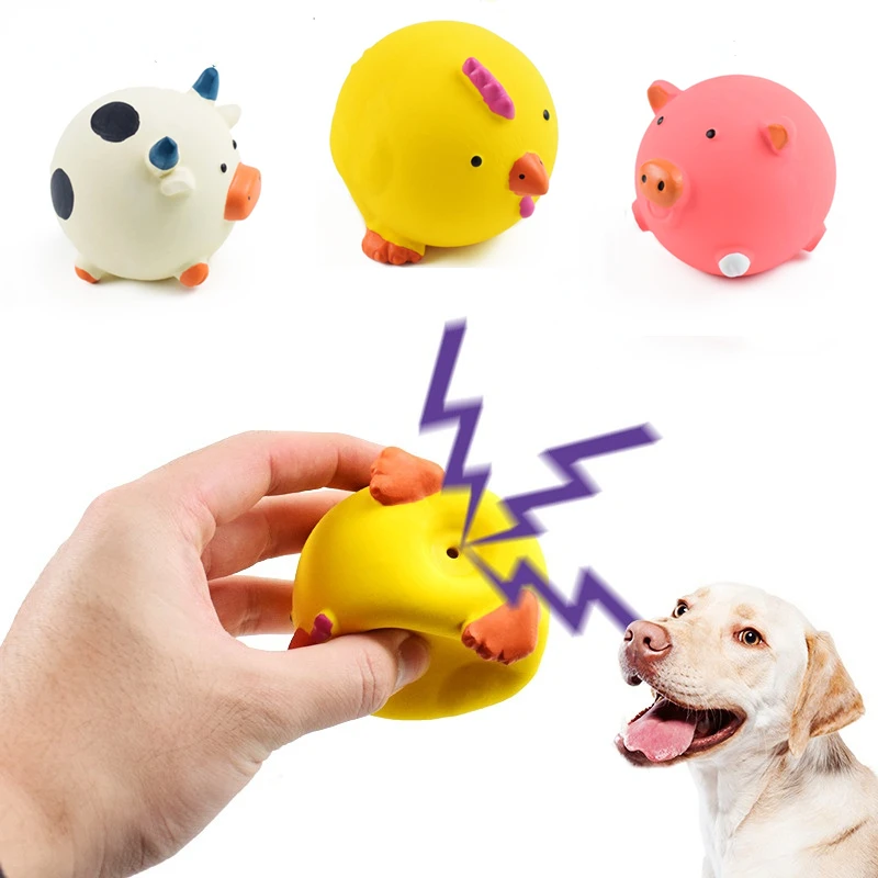 

Pet Interactive Toy for Dog Cat Screaming Rubber Chicken Pig Cow Toy for Dogs Latex Squeak Squeaker Chew Training Pet Products