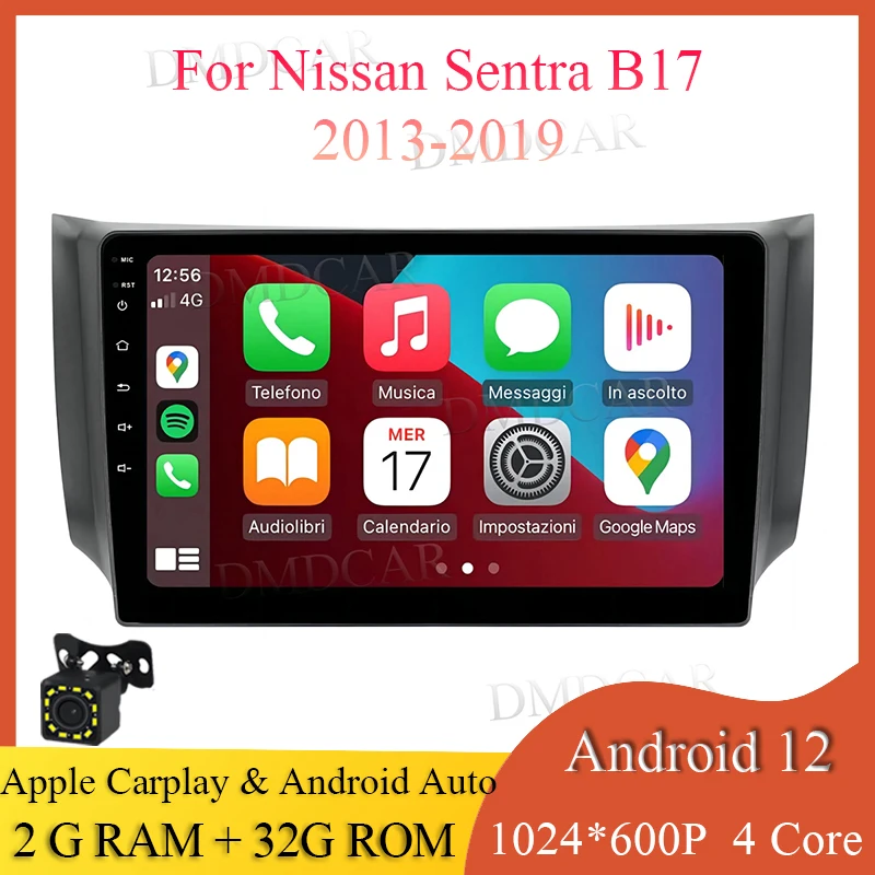 

Автомагнитола 2 Din для Nissan Sentra B17 2013-2019, 2 + 32 ГБ, Android 12, Wi-Fi, 1024*600 P