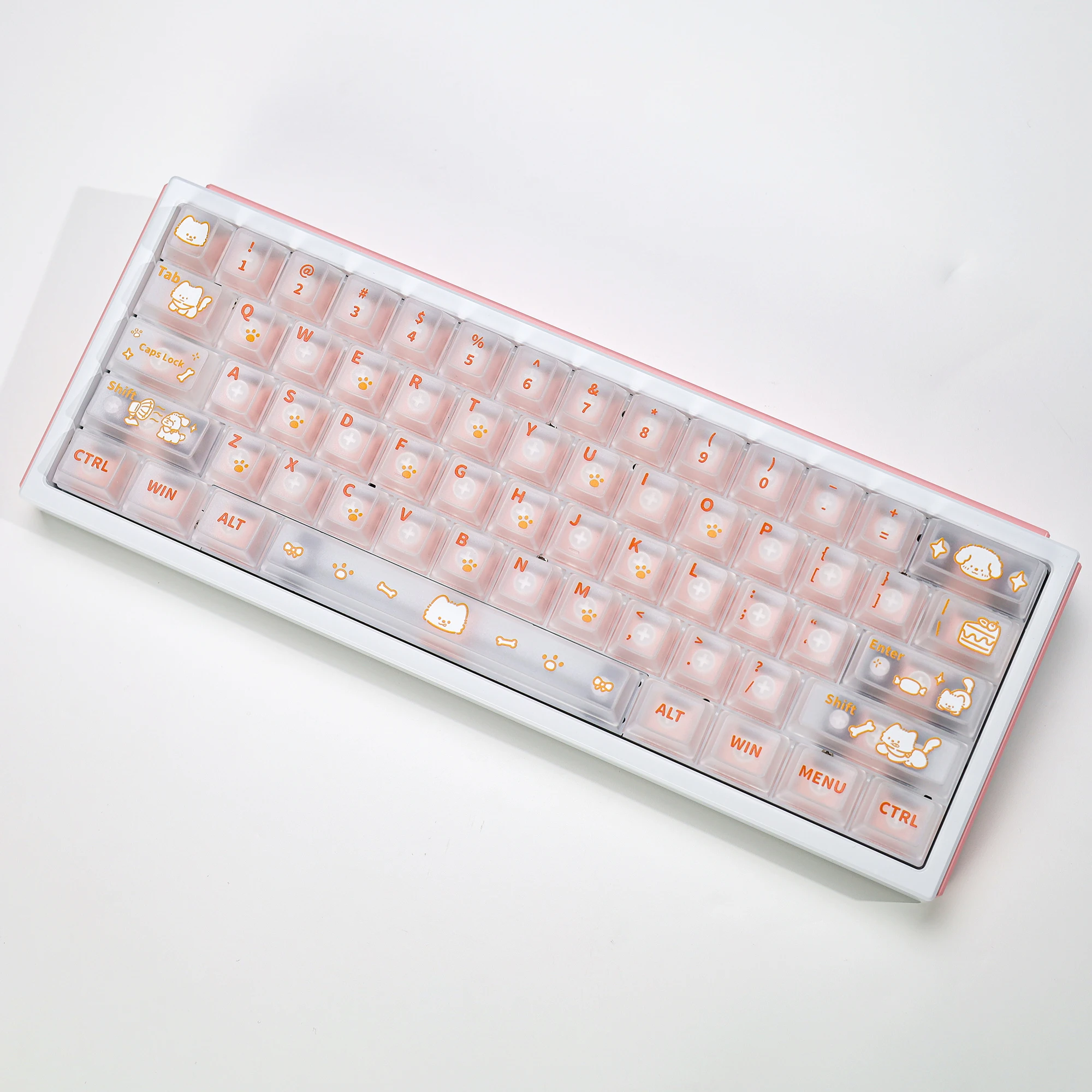KBDiy Weiße, matte, durchscheinende Tastenkappe, niedliches PC-Kirschprofil, Alice Split Space, UV-Druck, Tastenkappen für 60 mechanische Gaming-Tastaturen – Detail 9