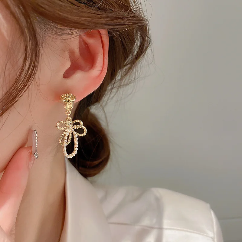 2022 New Arrival Fashion Drop Earrings Trendy Bowknot Women Dangle Earrings Simple Elegant Trendy Female Jewelry
