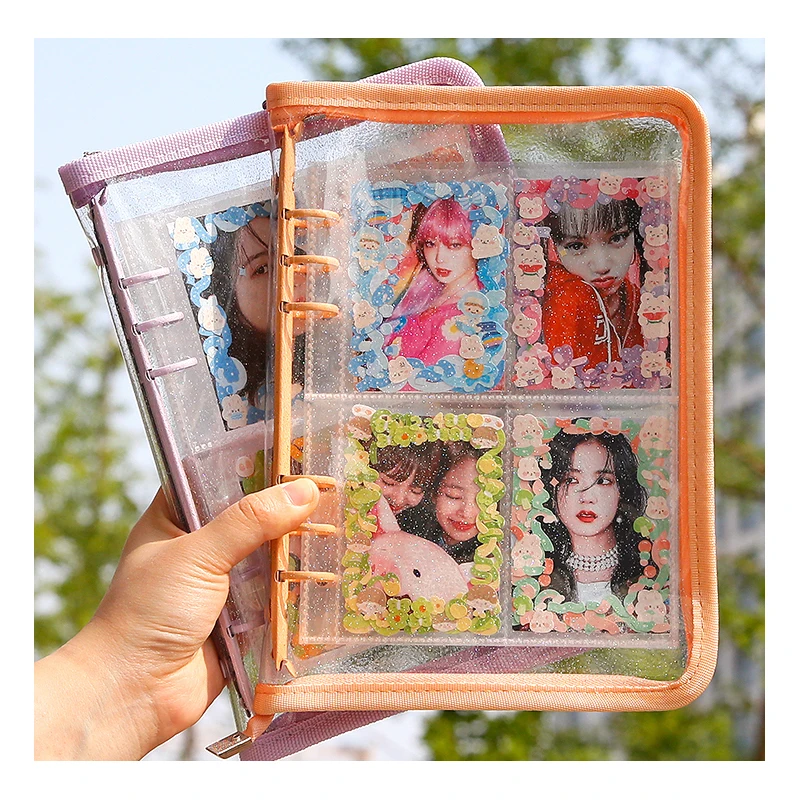 SKYSONIC-A5 Zipper Binder, Coletar Livro, Organizador De Recarga, Diário DIY, Álbum De Fotos Transparente, Artigos De Papelaria