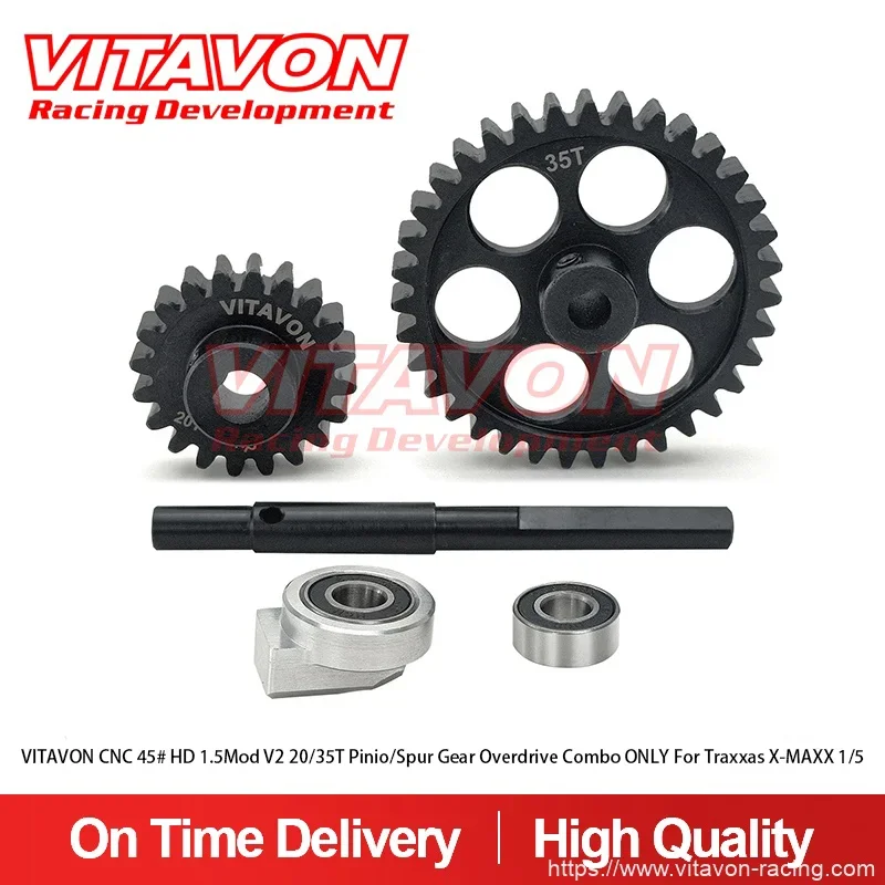 

VITAVON CNC 45# HD 1.5Mod V2 Pinio/Spur Gear Overdrive Combo 20/35T for Traxxas X-MAXX XRT 1/5 - Vitavon