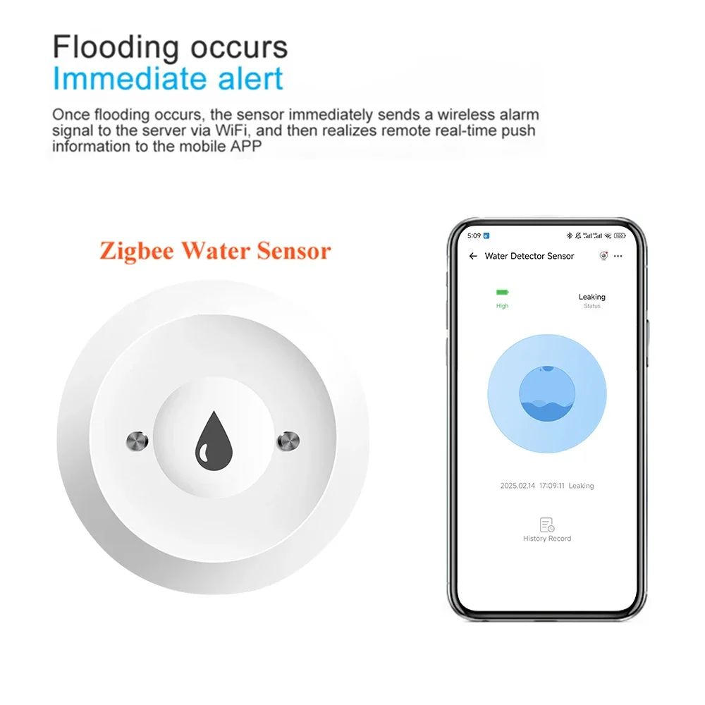 Haozee Zigbee Water Sensor Flood Leak Detector App Remote Monitoring thumbnail 5