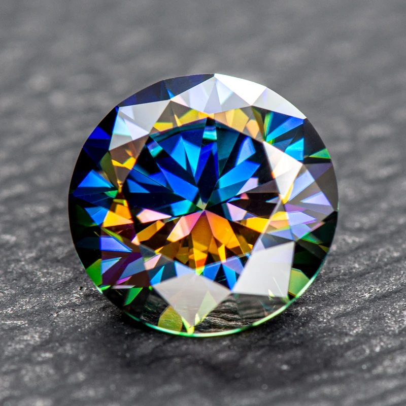 

Moissanite Stone Round Cut Rainbow Purple Gemstone Lab Grown Diamond for DIY Jewelry Making Materials with GRA Certificate