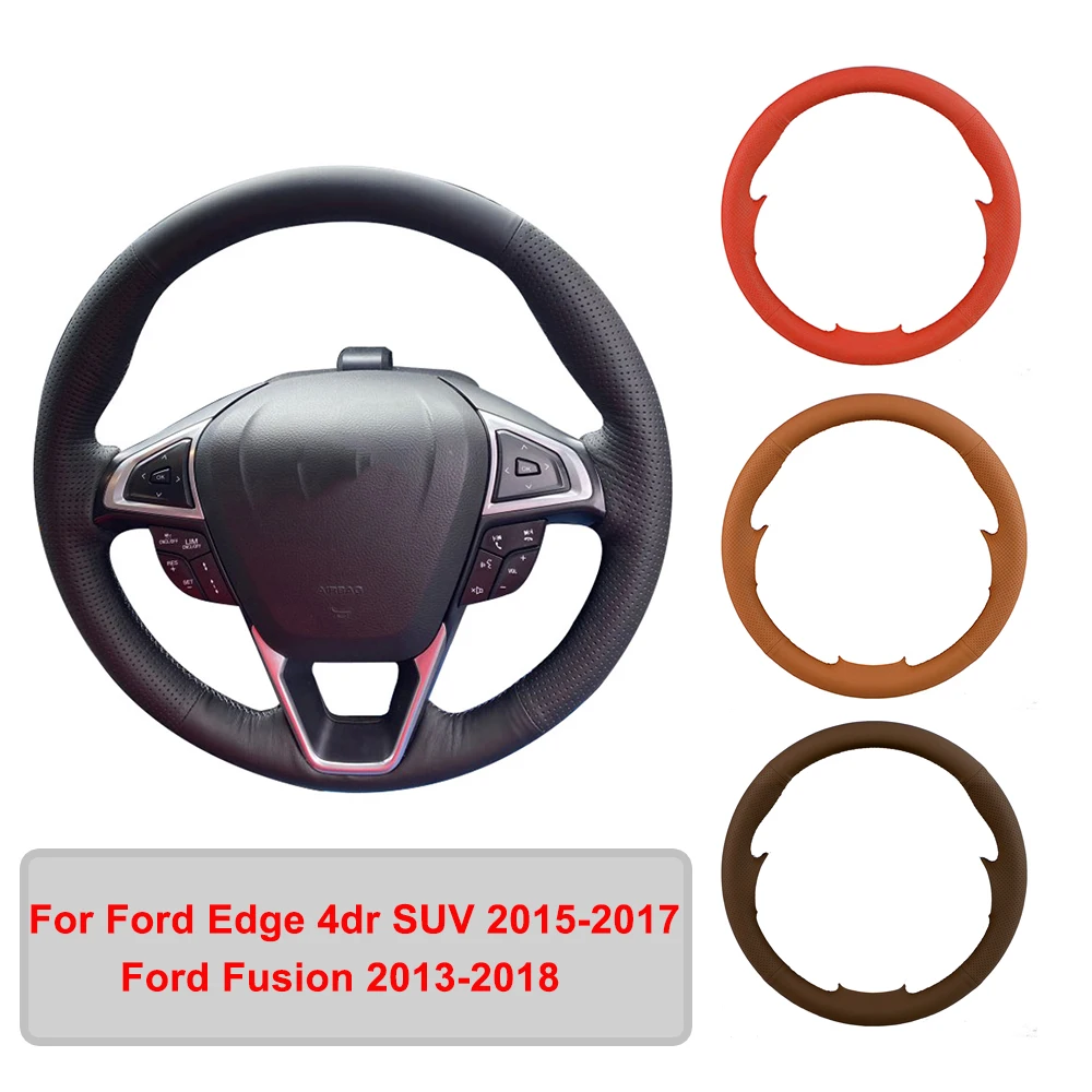 Kunden spezifische Auto lenkrad abdeckung aus Mikro faser leder für Ford Fusion Mondeo Edge schwarzes Autozubehör