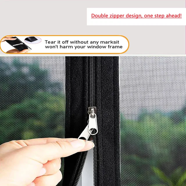 Summer, gray, mosquito net mesh, window screen, double zipper self-adhesive window mosquito net, zippered household mosquito net 5