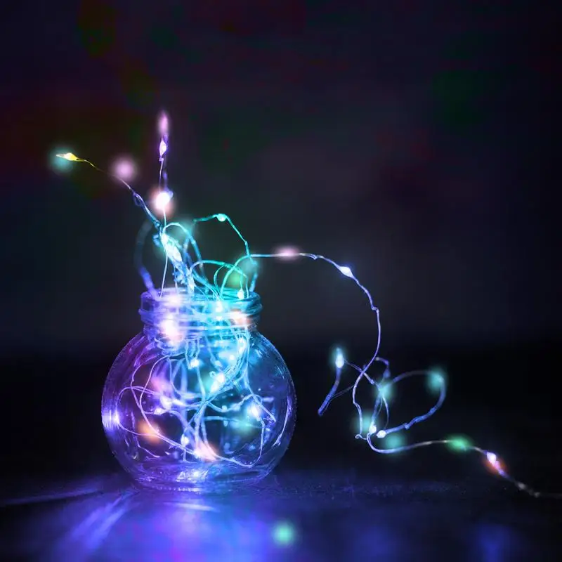 Copper Wire LED Fairy Lights Mini Garland 1m CR2032 Battery String Lights Christmas Tree New Year Wedding Party Gift Decor