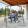 Upgraded Metal Patio Porch Swing, 660 LBS Weight Capacity Steel Porch Swing Chair for Outdoors, Heavy Duty Garden Swing 6