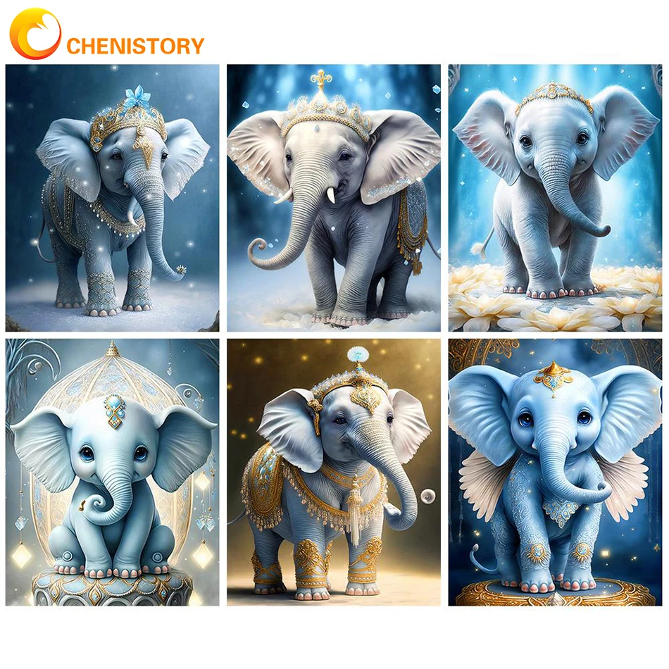 

CHENISTORY Paint By Numbers Paint Kit Elephant Number Painting Modern Decoration Wall Art For Adult Picture Of Coloring By Numbe
