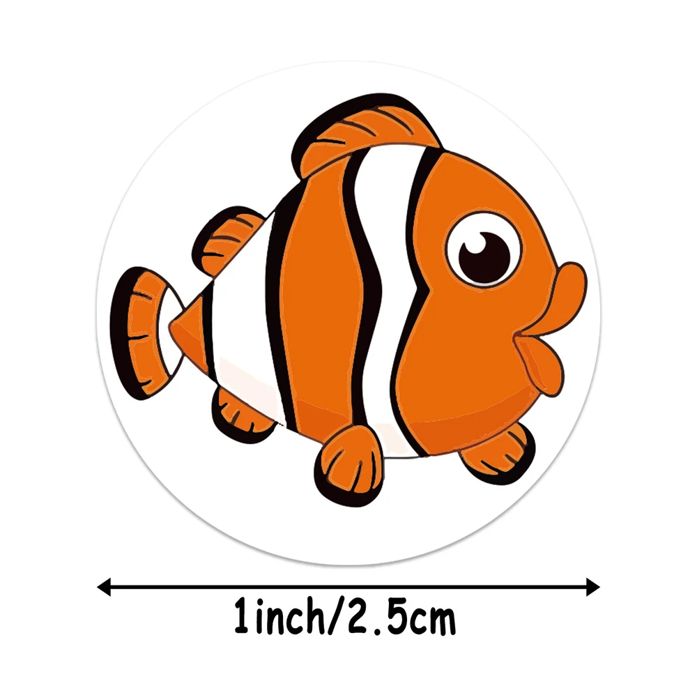 Cartoon stickers Animal stickers Cartoon sticker 50-500pcs Cartoon Animals Stickers For Kids Gift Toys 1inch 8 Designs Marine Life Starfish Turtle Reward