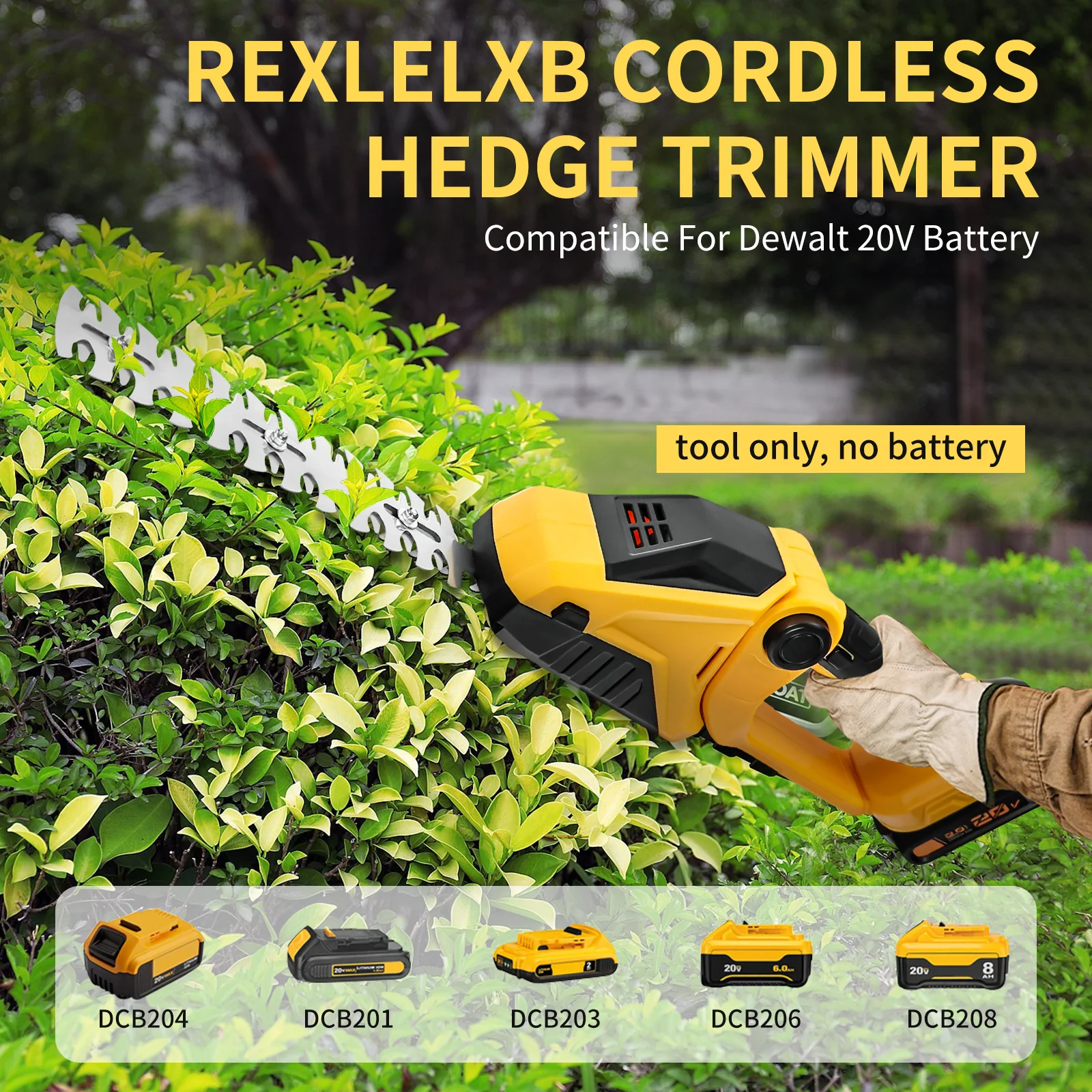 Cordless Hedge Trimmer Electric Grass Trimmer Bush Trimmer Grass Shears Handheld Garden Tool For Dewalt 20V Battery (No Battery) 4