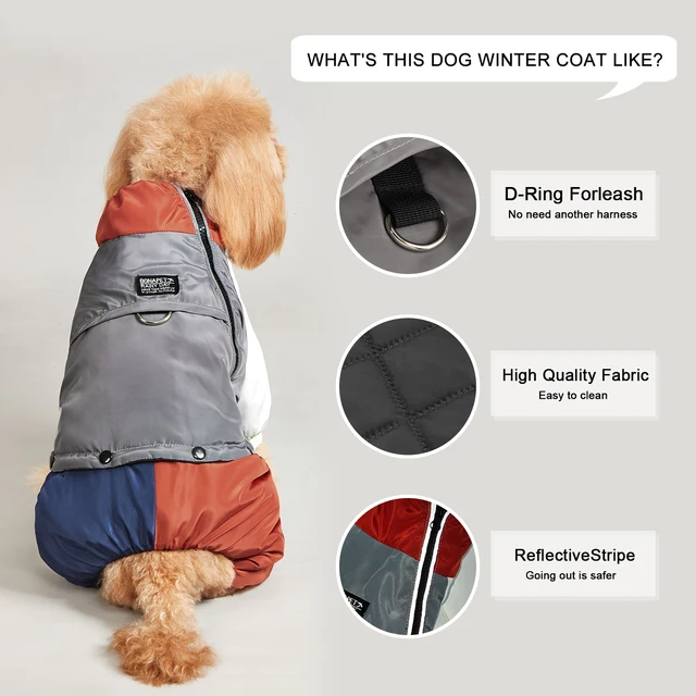 Winter Dog Jacket Warm Thicken Cotton Clothes With Traction Ring Dog Windproof Coat Medium Large Dogs Outdoor Cold Proof Clothes 3
