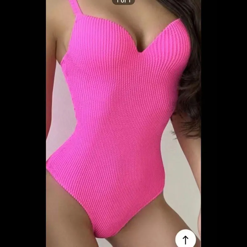 

Sexy Push Up One Piece Swimsuit Women 2023 New Ribbed Sling Swimwear Monokini Female Beachwear Swim Bathing Suit Summer
