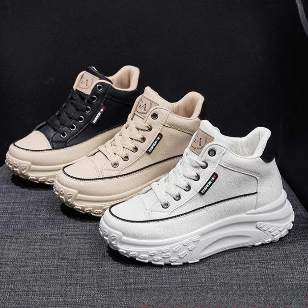 سميكة سوليد الرجعية أحذية نسائية الربيع والخريف 2025 تنوعا الرياضة عادية عالية سوليد المرأة احذية الجري أحذية مصممين