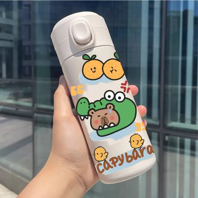Gourde Capybara Avec Paille Et Sac Repas - 580ml/760ml/820ml - Kawaii, Enfant, Sans BPA, Anti-fuite